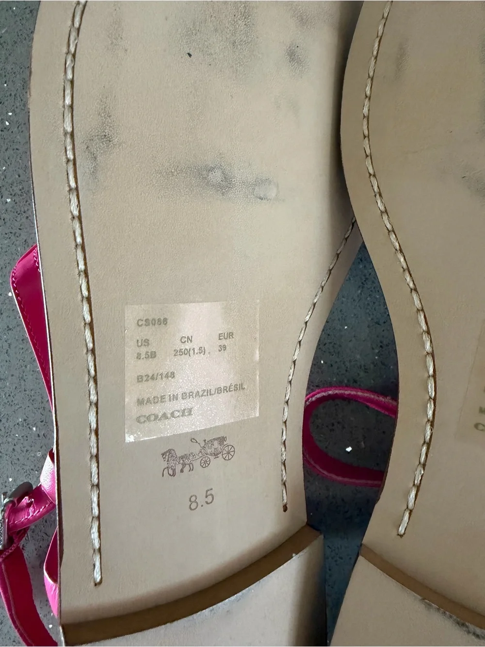 Coach NWOT Hot Pink Leather C Sandals | Size 8.5